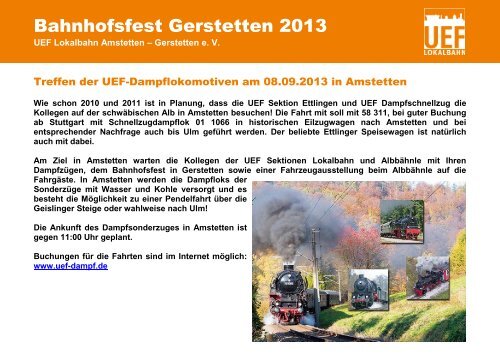 Bahnhofsfest Gerstetten 2013 - Lokalbahn Amstetten-Gerstetten
