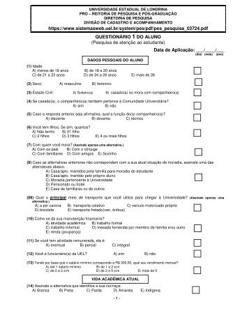 QuestionÃ¡rio - Universidade Estadual de Londrina