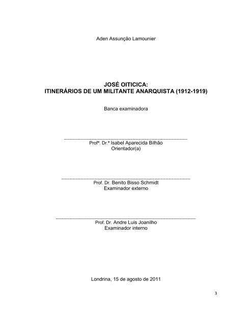 josÃ© oiticica: itinerÃ¡rios de um militante anarquista - Universidade ...