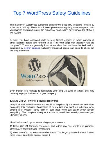 Top 7 WordPress Safety Guidelines