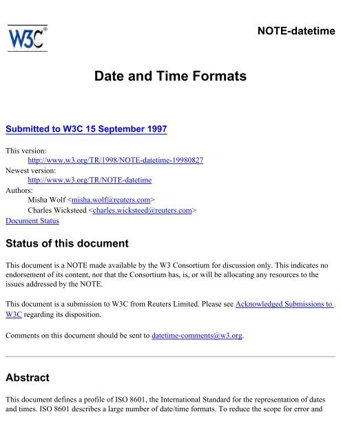 Date and Time Formats