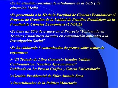 Informe de labores correspondiente al aÃ±o 2004 - Universidad de El ...