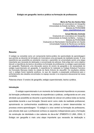 Estágio em geografia: teoria e prática na formação de ... - Uesb