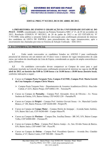 governo do estado do piauÃ­ edital preg nÂº 013/2013, de 01 de abril ...