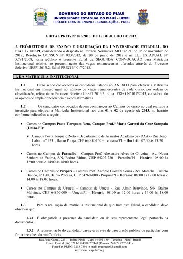 governo do estado do piauÃ­ edital preg nÂº 025/2013, de 18 de julho ...