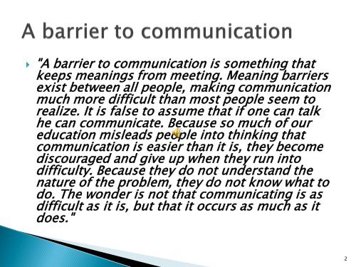 Barriers to Effective Communication