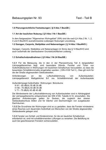 Bebauungsplan Nr. 93 Text - Teil B