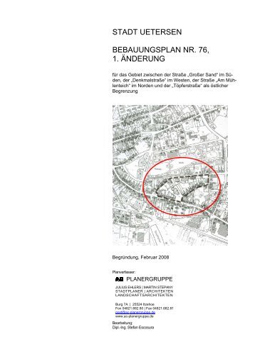 STADT UETERSEN BEBAUUNGSPLAN NR. 76, 1. ÄNDERUNG