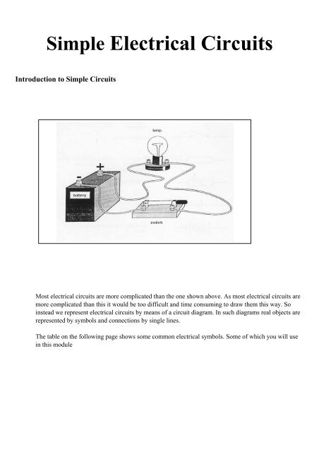 Circuit diagram - Simple circuits, Electricity and Circuits