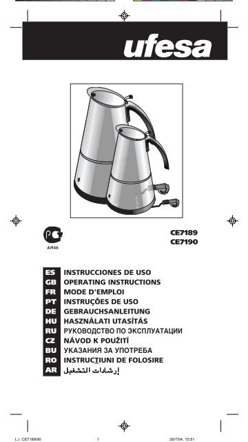 ce7189 ce7190 es instrucciones de uso gb operating ... - Ufesa