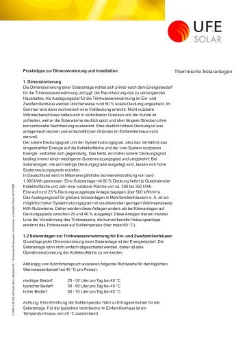 Thermische Solaranlagen - UFE Solar