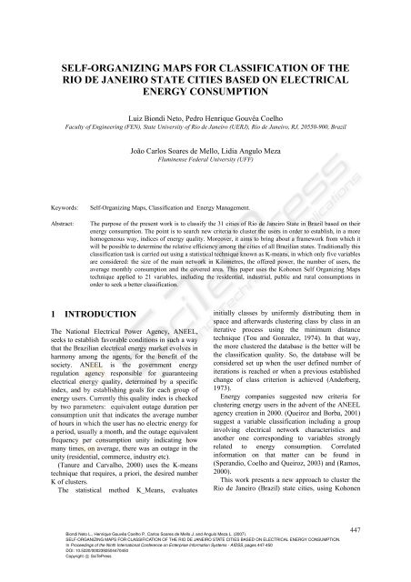 self-organizing maps for classification of the rio de janeiro ... - UFF