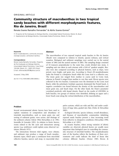 Community structure of macrobenthos in two tropical sandy ... - UFF