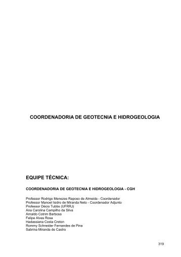 coordenadoria de geotecnia e hidrogeologia equipe tÃ©cnica - UFF