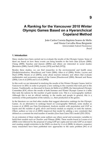 A Ranking for the Vancouver 2010 Winter Olympic Games ... - UFF