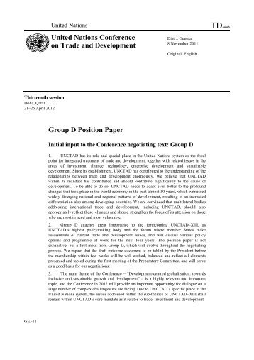 Group D Position Paper United Nations Conference on ... - Unctad