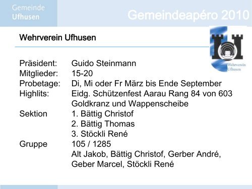 Neuerung 2010 - Gemeinde Ufhusen