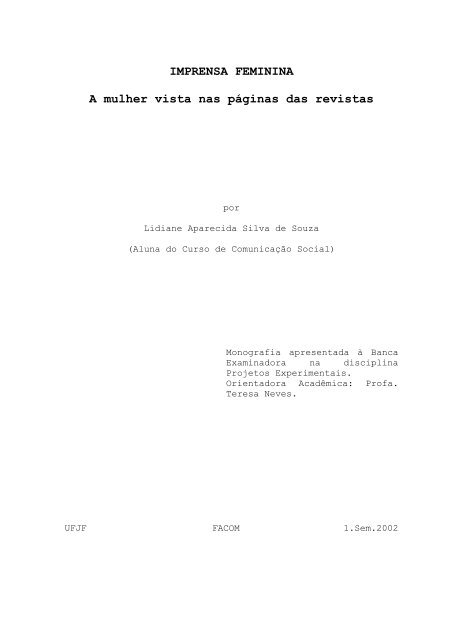 Imprensa Feminina: A Mulher Vista Nas PÃ¡ginas Das Revistas