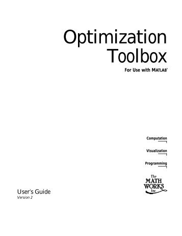 The Optimization Toolbox User's Guide