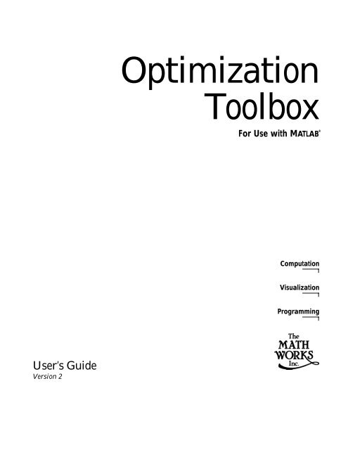 The Optimization Toolbox User's Guide