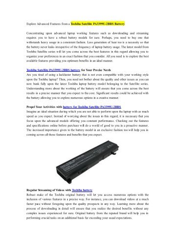 Explore Advanced Features from a Toshiba Satellite PA3399U-2BRS Battery.pdf