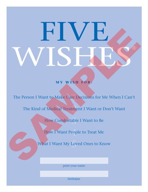 Five Wishes Aging With Dignity Five Wishes Aging With Dignity