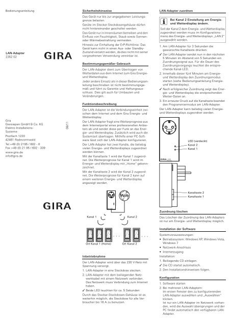 Lan-Adapter für Energie - Download - Gira