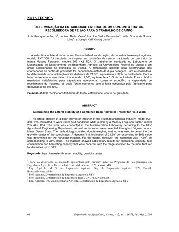 determinaÃ§Ã£o da estabilidade lateral de um conjunto trator ... - UFV