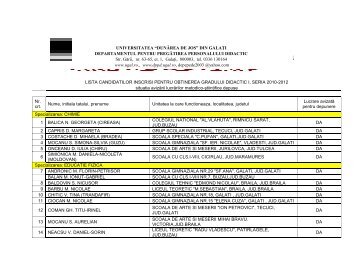 UNIVERSITATEA âDUNÄREA DE JOSâ DIN ... - Dunarea de Jos