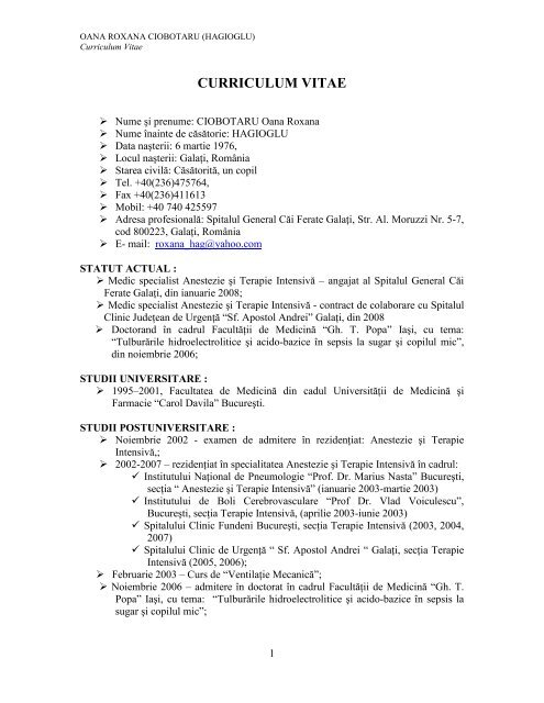 curriculum vitae oana stancu curriculum vitae oana stancu