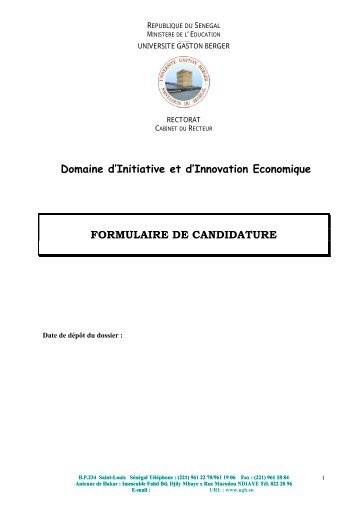 formulaire de candidature - UniversitÃ© Gaston Berger