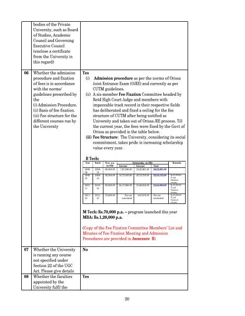 INSPECTION REPORT FOR STATE PRIVATE ... - Cutm.ac.in