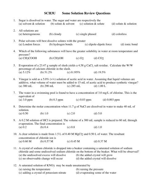 Solubility Review