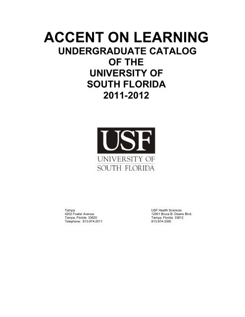 2011/2012 USF-Tampa Undergraduate Catalog