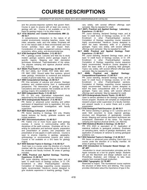 COURSE DESCRIPTIONS UNIVE