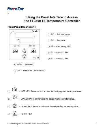 Using the Panel Interface to Access the FTC100 TE ... - Ferrotec