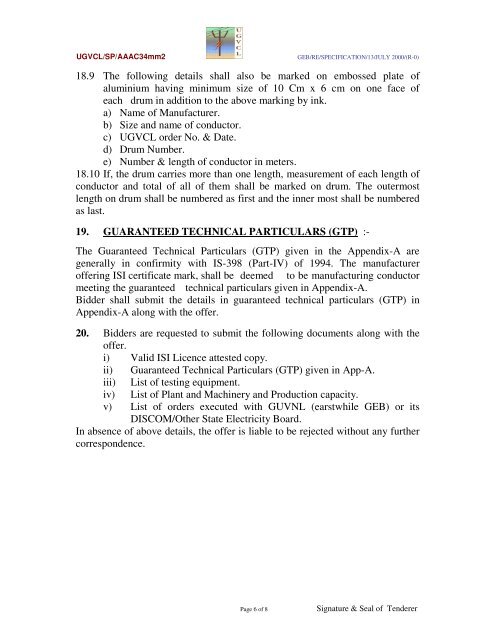 TECHNICAL SPECIFICATION FOR ALL ALUMINIUM ALLOY ...