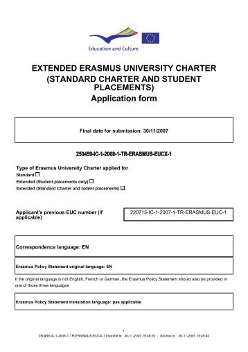 EXTENDED ERASMUS UNIVERSITY CHARTER (STANDARD ...