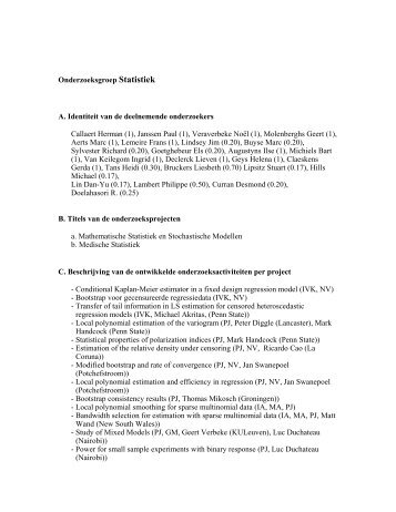 Onderzoeksgroep Statistiek - UHasselt