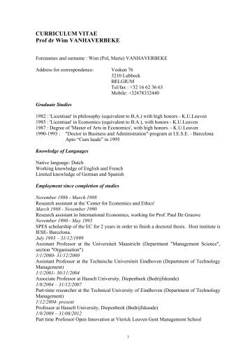 Persoonlijk CV - UHasselt
