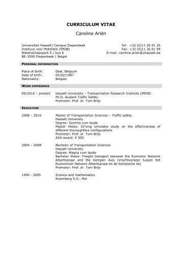 Persoonlijk CV - UHasselt
