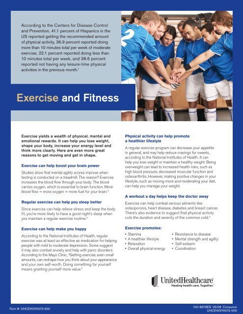 Exercise and Fitness Brochure - UHC Tools