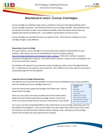 Blackboard Learn: Course Cartridges