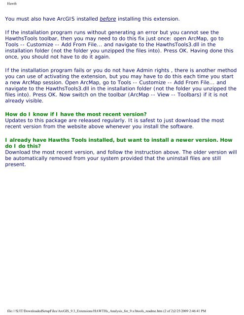 Hawth's Analysis Tools for ESRI's ArcGIS (v3.x) Installation ...