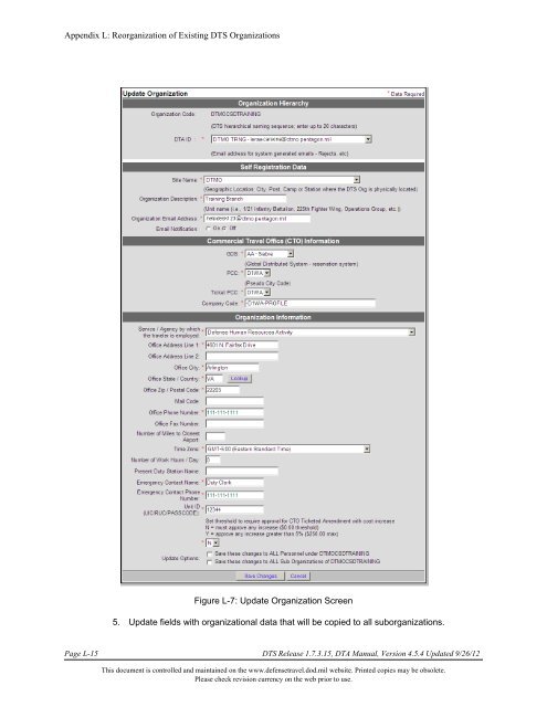 DTA Manual - Appendix L: Reorganizing DTS Organizations