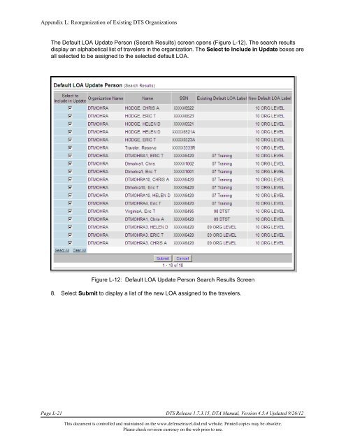 DTA Manual - Appendix L: Reorganizing DTS Organizations