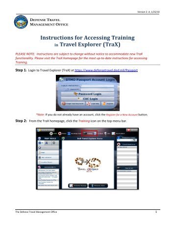 Instructions for Accessing Training in Travel Explorer (TraX)