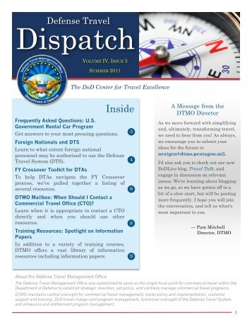 Defense Travel Dispatch - Summer 2011 - DTMO