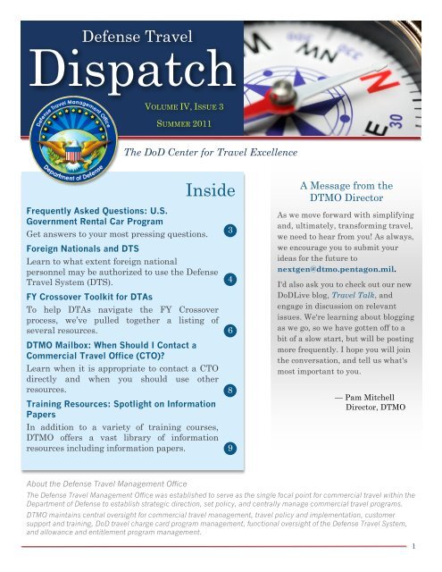 Defense Travel Dispatch - Summer 2011 - DTMO