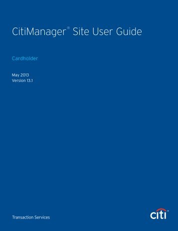 CitiManager ® Site User Guide